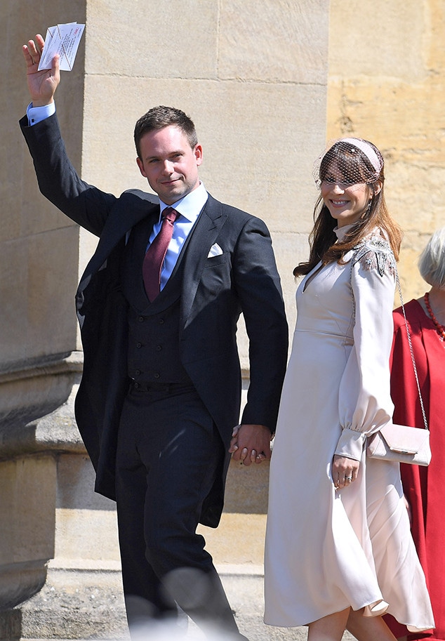 Patrick J. Adams, Troian Bellisario Arrive at the Royal Wedding - E